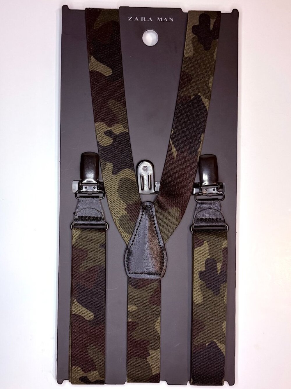 NEW ZARA UNISEX CAMOUFLAGE PRINTED SUSPENDERS SIZE M